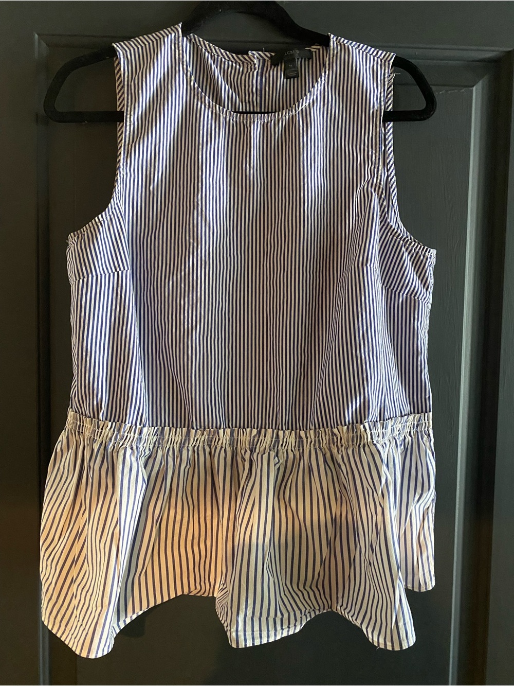 J. Crew Striped Sleeveless Peplum Top in Navy and White